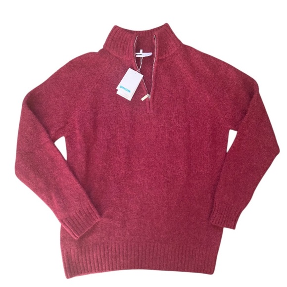 Pacas Men’s Alpaca Wool Sweater Quarter Zip NWT in Bordeaux Melange Red Size L - Picture 4 of 12